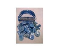 Button Purse Over 100 Assorted Sewing Craft Buttons 75 grams - Blue
